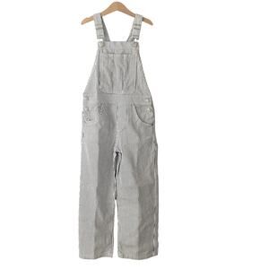 Zara NEW Pinstripe Train Conductor Denim Overalls White Black 10
